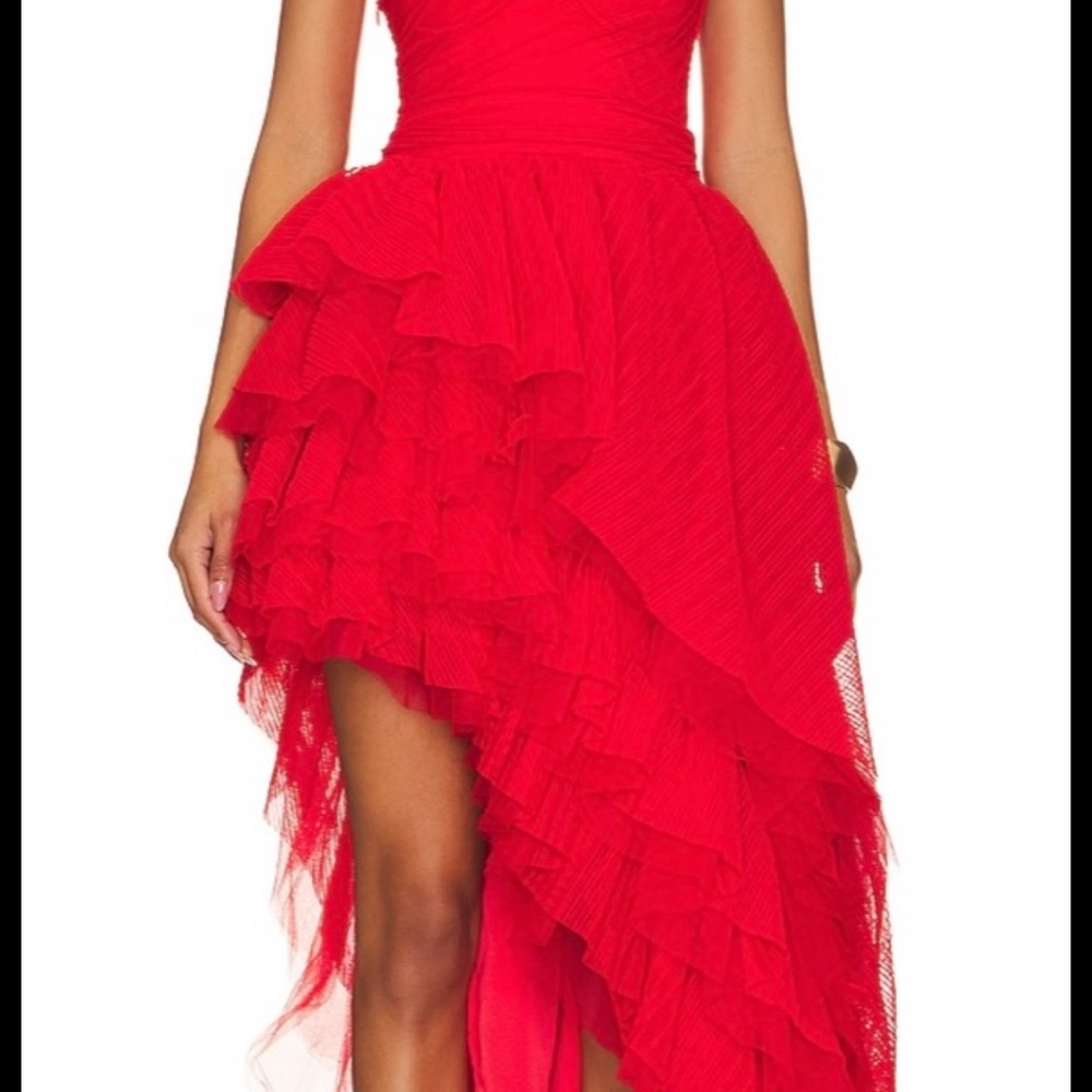MAJORELLE Vibrant Red Asymmetrical Dress